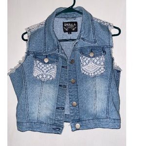 Sleeveless Denim Vest with Lace